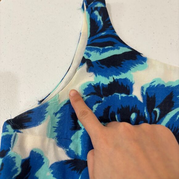 Porridge Anthropologie Blue Roses Floral Dress 2 Pleats Cottage Tea Garden Party - Picture 14 of 15